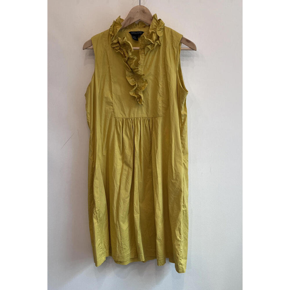 Hope & Honey Yellow Sleeveless Dress Ruffle Collar Size 14
